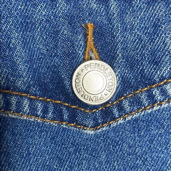 Pendleton Native Tribal Denim Blanket Vest Geometric Size Large Southwest - Picture 7 of 7